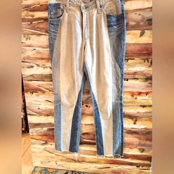 Ag Adriano Goldschmied Denim - AG Multi Blues High Waist Skinny Light Dark Patchwork   Aged Denim Jeans EUC 27